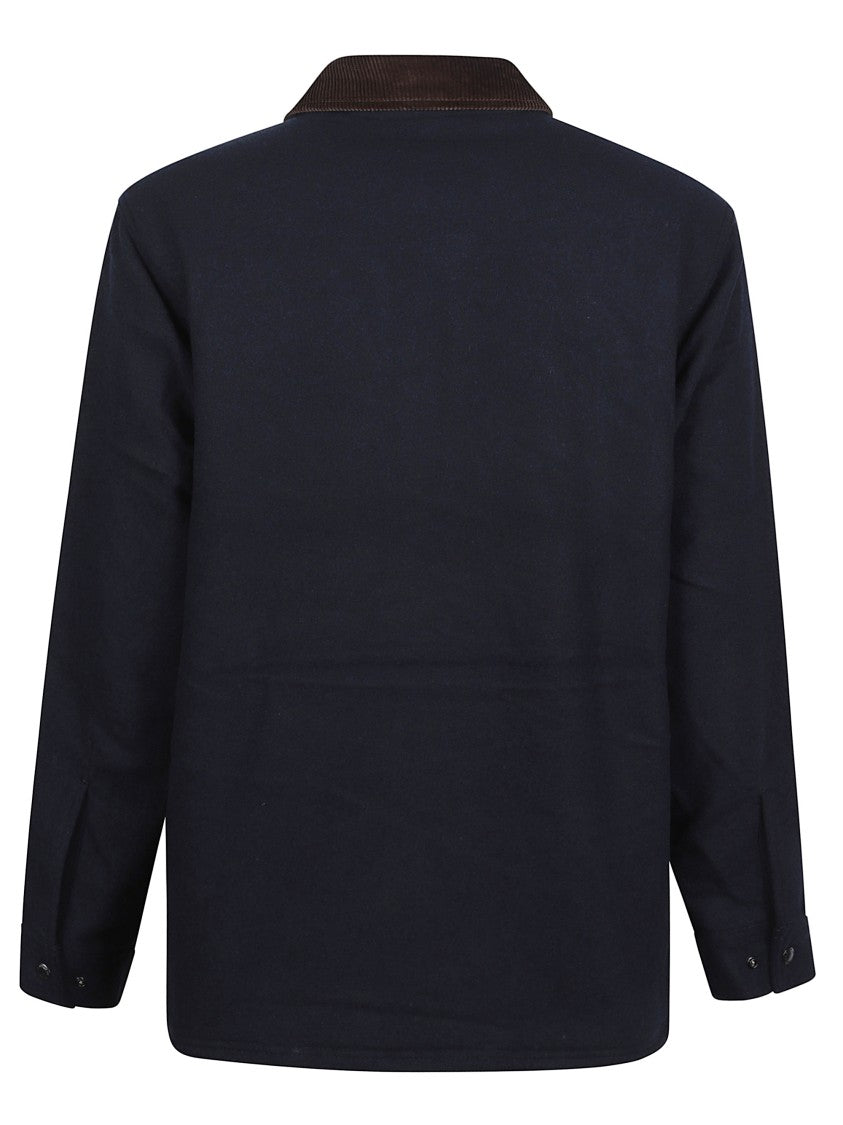 Filson Structured Black Jacket With Flap Pockets And Contrasting Collar