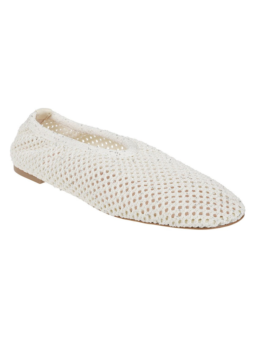 Fabiana Filippi Delicate Mesh Knit Flats With Sequin Embellishments