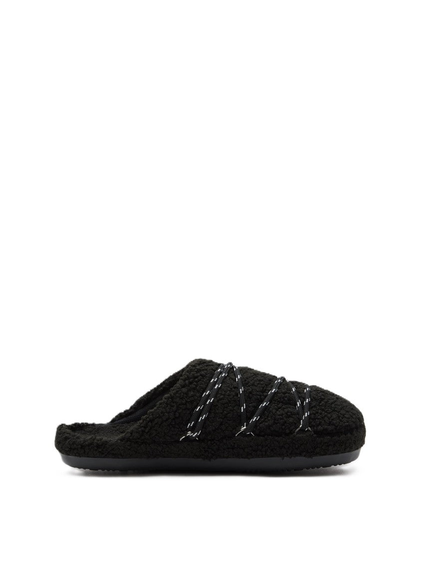 Moon Boot Black Teddy Slippers
