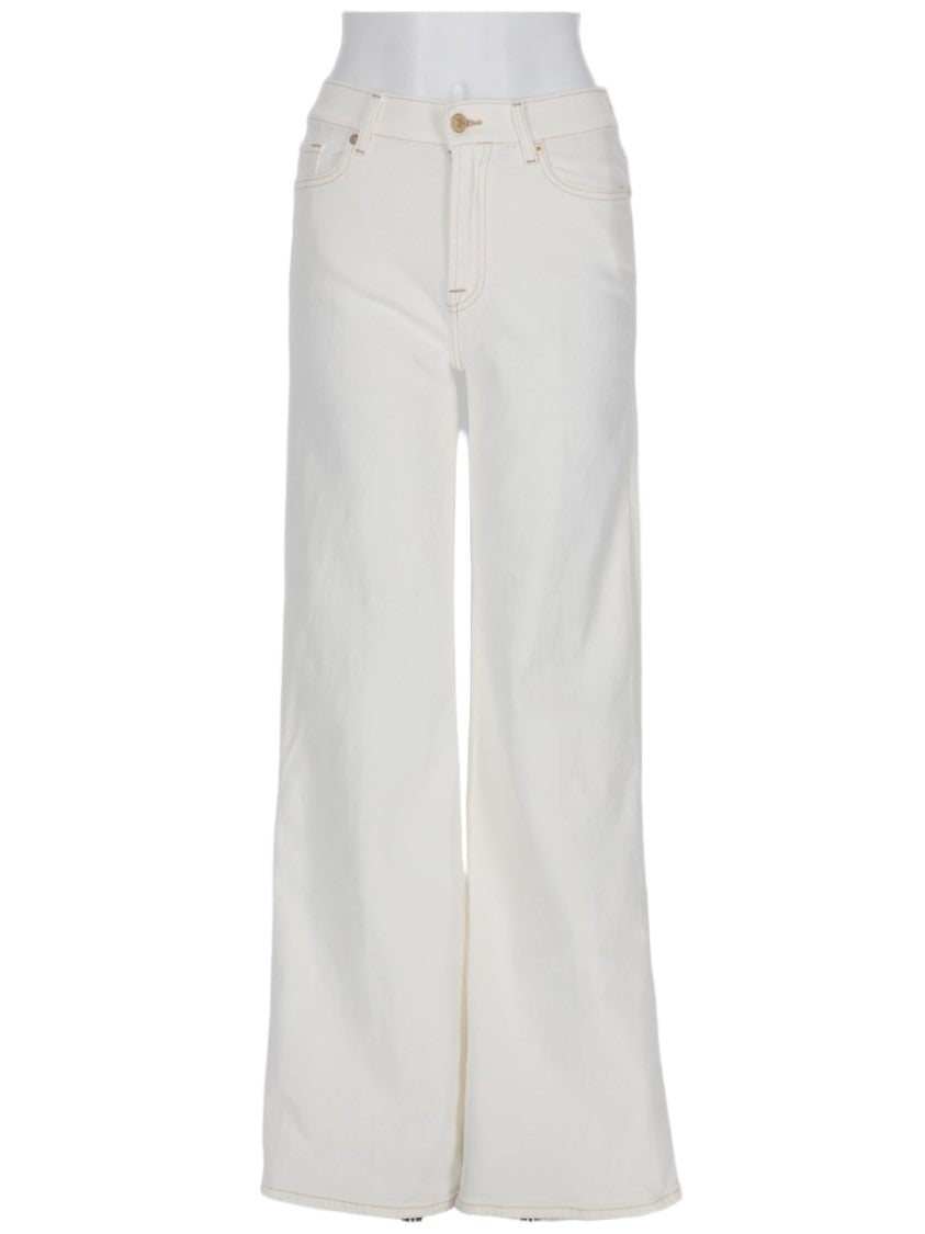 7 For All Mankind Wide-Leg High-Waisted White Jeans With Minimalist Design