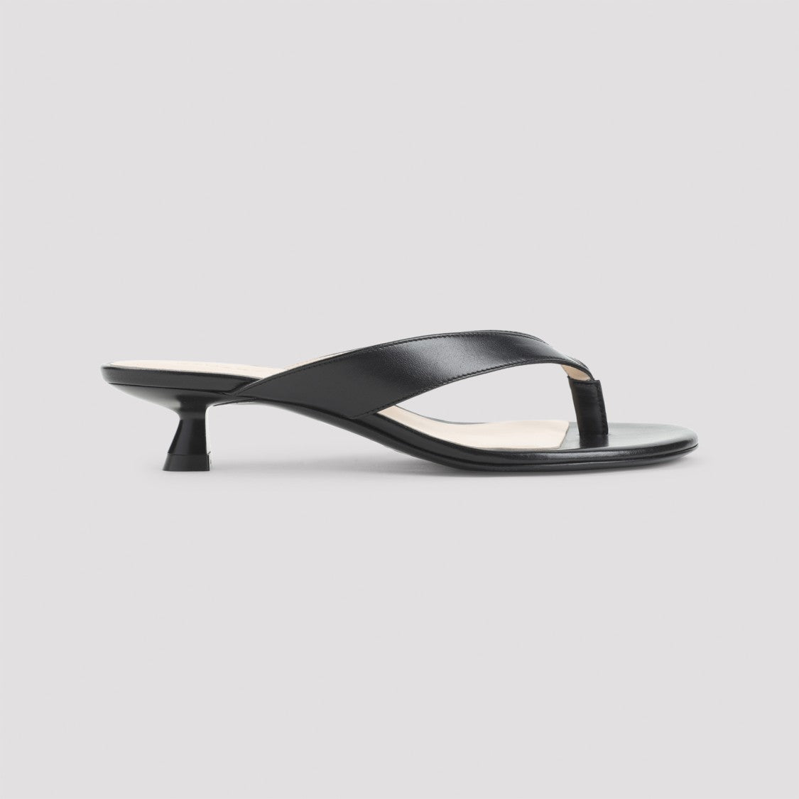 Stuart Weitzman Black Leather Sandals With Sculpted Kitten Heel
