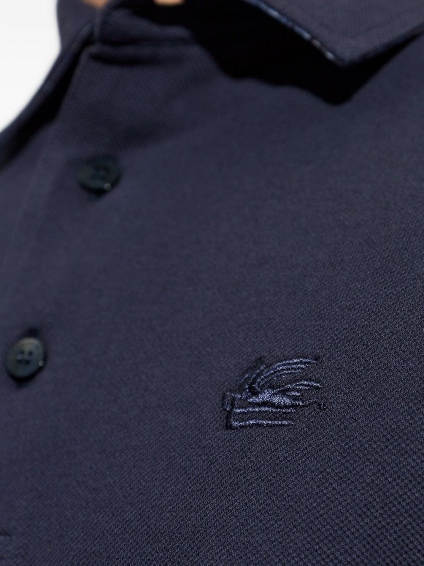 Etro Navy Polo Shirt With Classic Collar