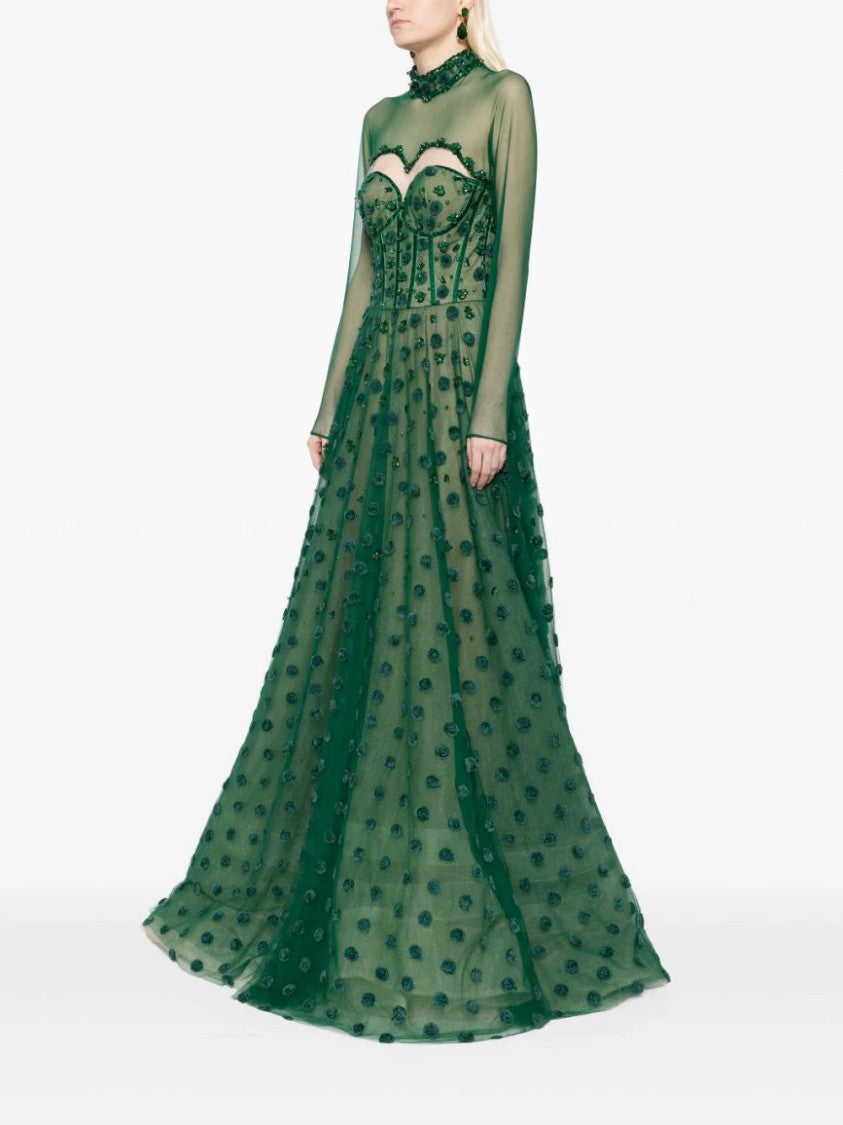 Saiid Kobeisy Beaded Tulle Dress With Polka Dots