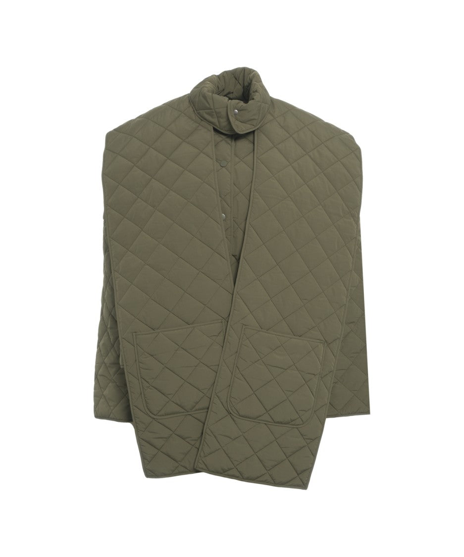 Viktoria Chan Quilted Jacket With High Collar And Unique Cape Detail