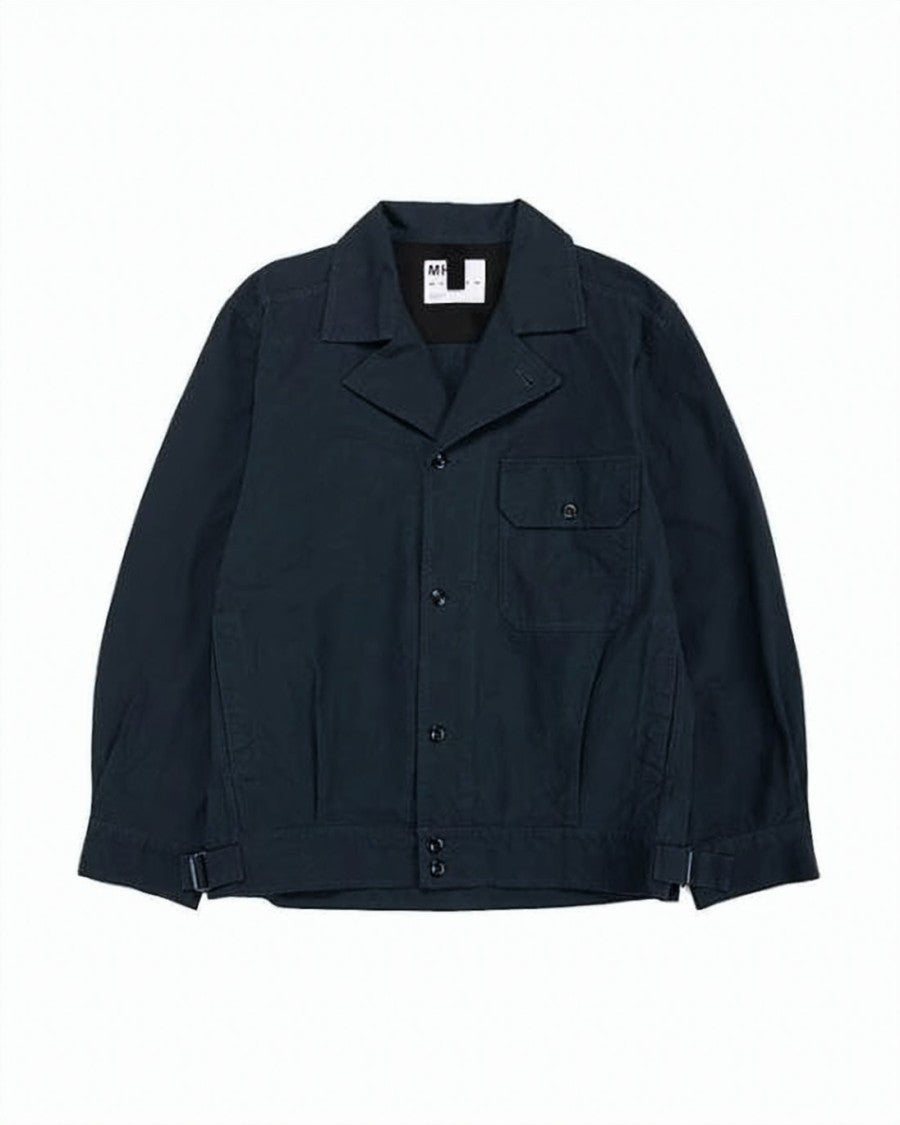 Margaret Howell Structured Blue Cotton Jacket With Classic Collar And Tailored Fit