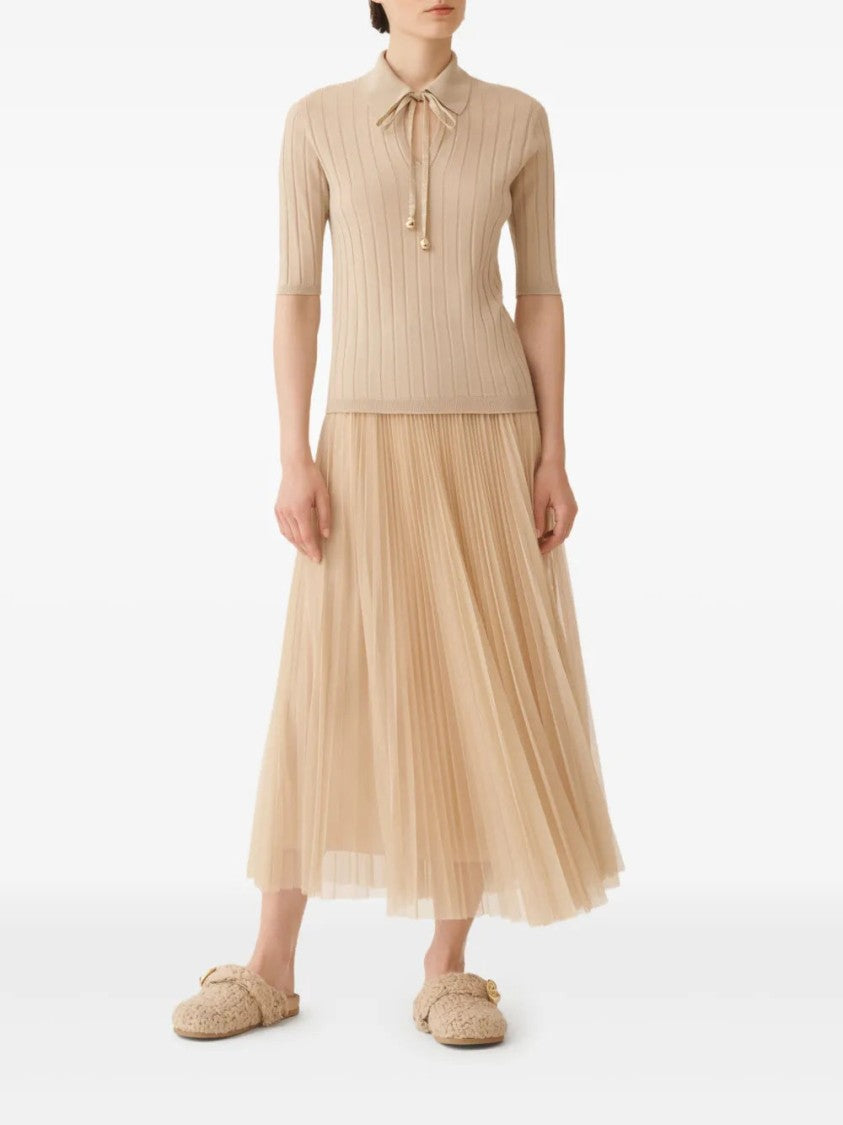 Fabiana Filippi Ribbed-Knit Polo Neck Top