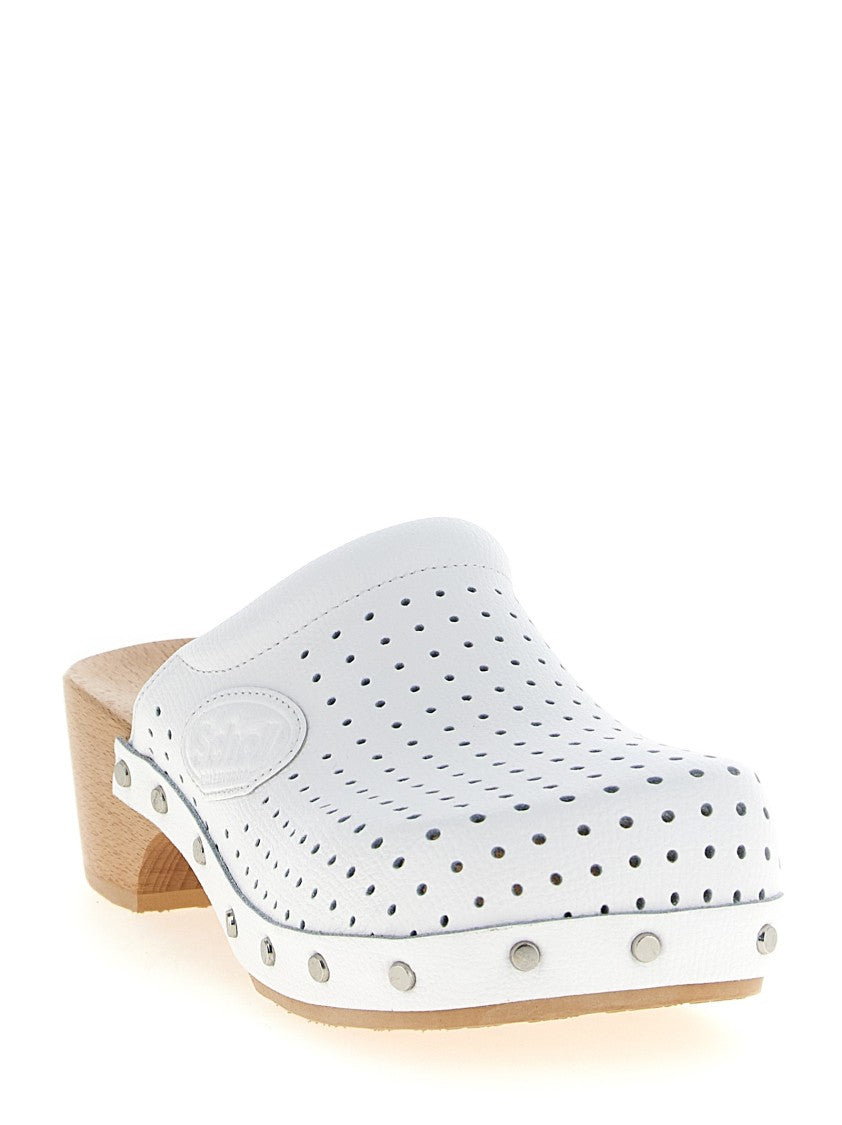 Balenciaga Perforated Calfskin Sabots With Wooden Sole