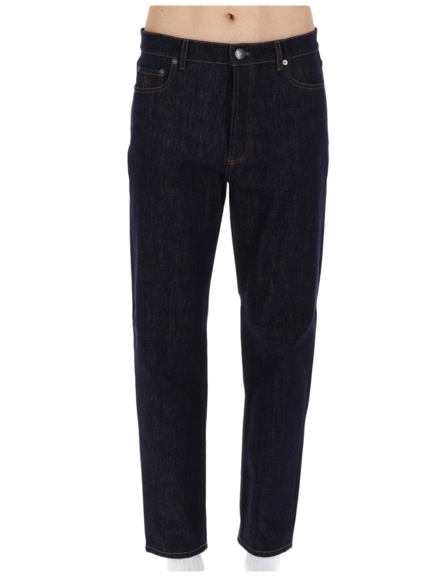 Brunello Cucinelli Dark Indigo Denim Jeans With Classic Straight-Leg Silhouette