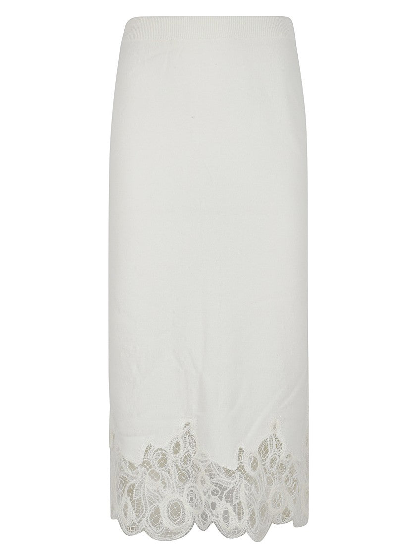 Fabiana Filippi High-Waisted Midi Skirt With Intricate Lace Trim