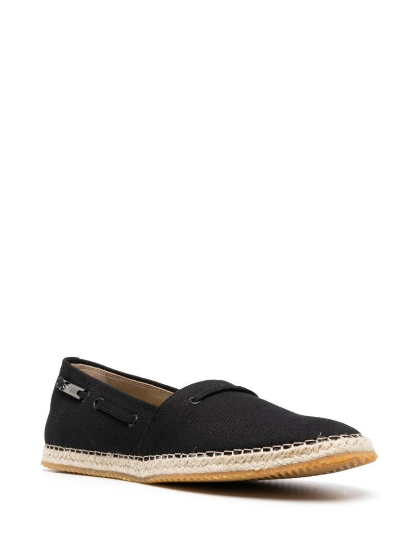 Roberto Cavalli Sleek Black Loafers With Woven Jute Sole