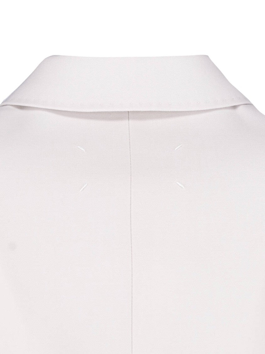 Maison Margiela Double-Breasted White Wool Blazer With Four Stitches Logo