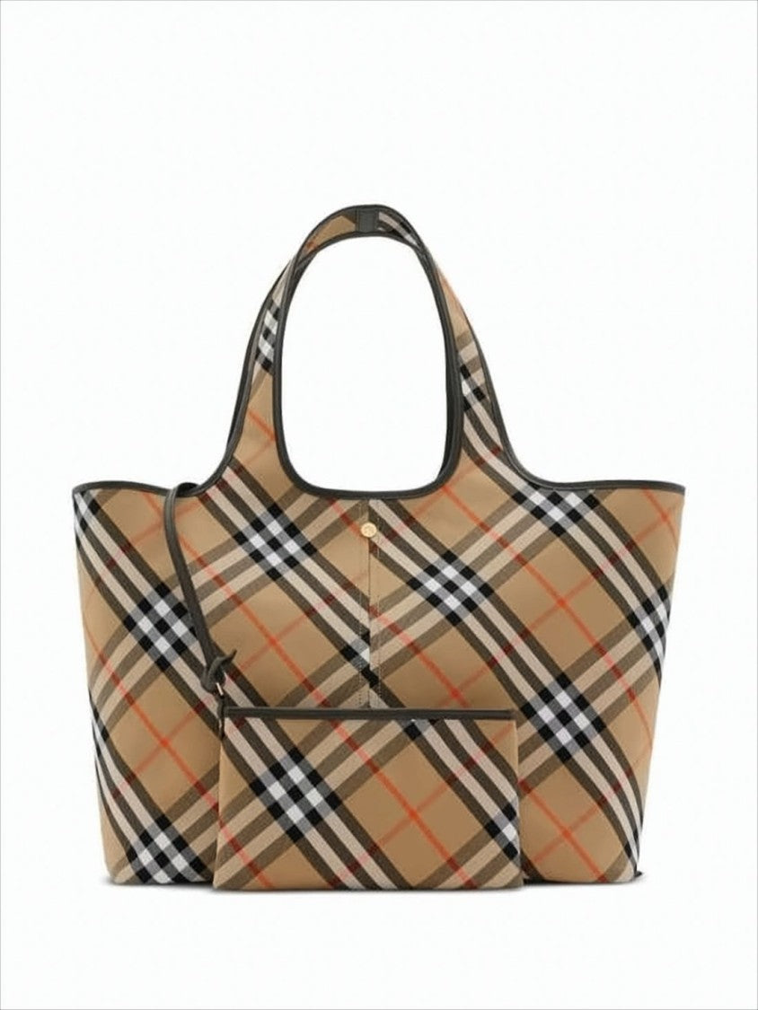Burberry Classic Check Pattern Cotton Tote Bag