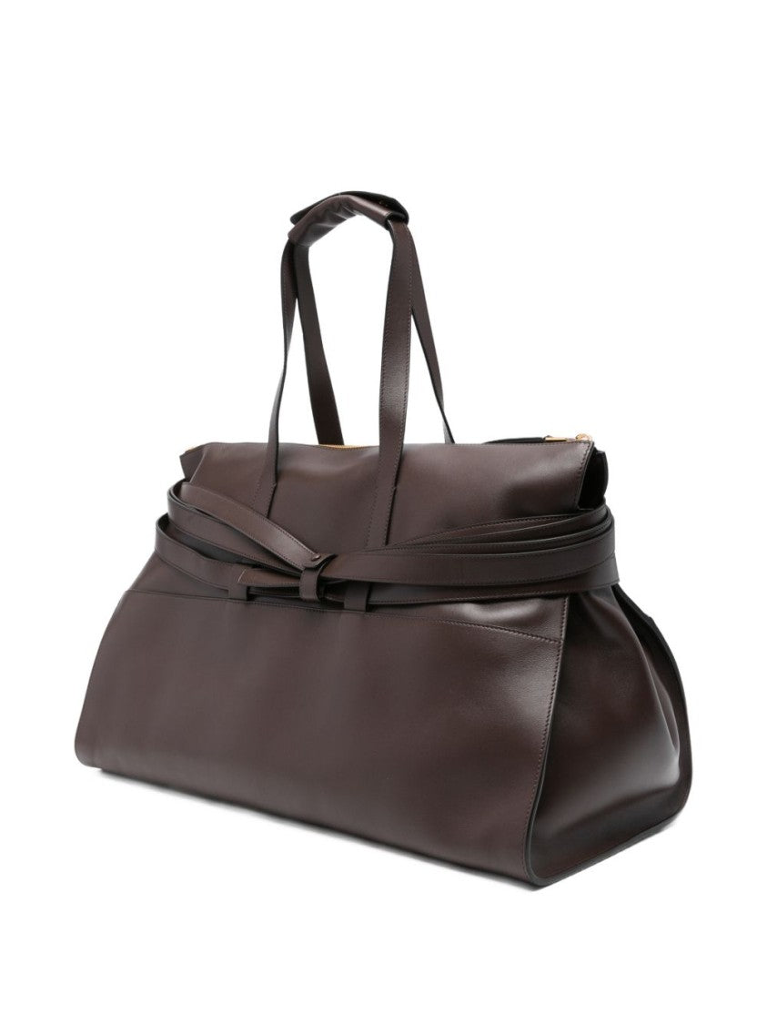 Moschino Structured Large Belt Detail Silk Bag
