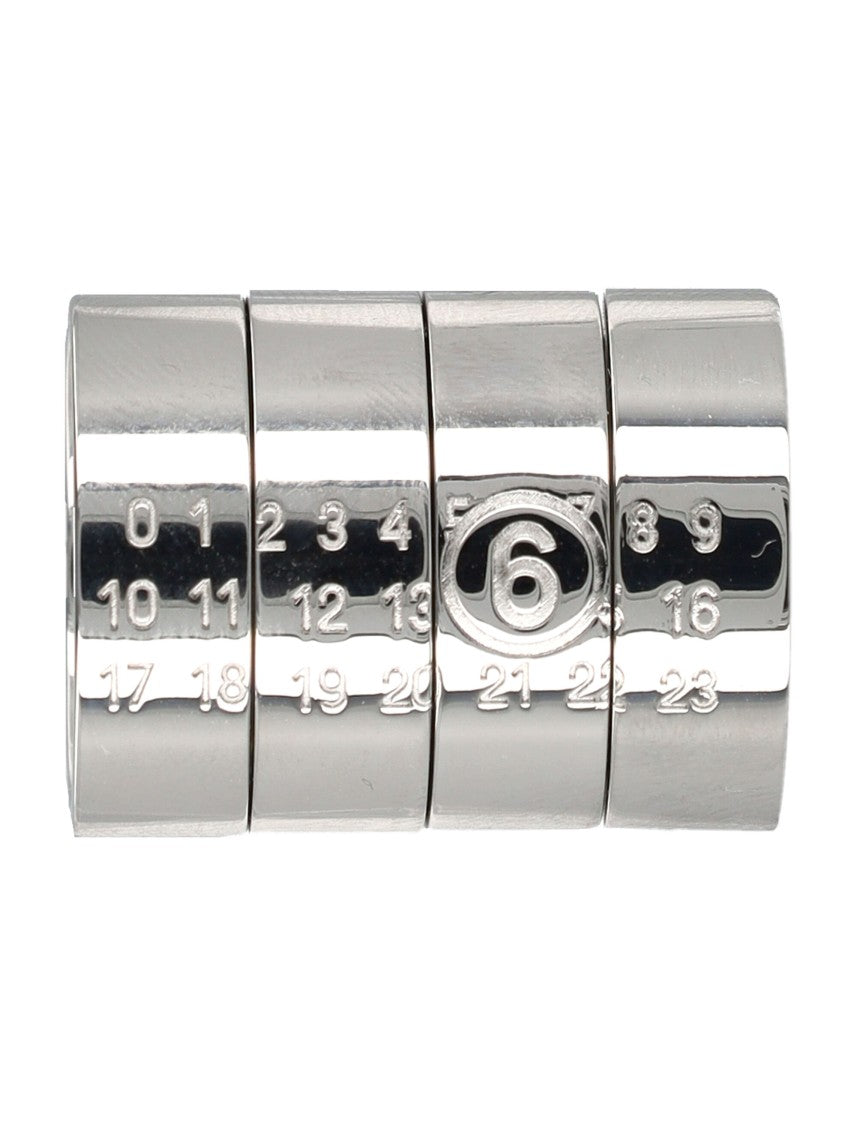 Mm6 Rings Set Mm6 By Maison Margiela 4 Ring Modular Stacked Numeric Silver Ring Set