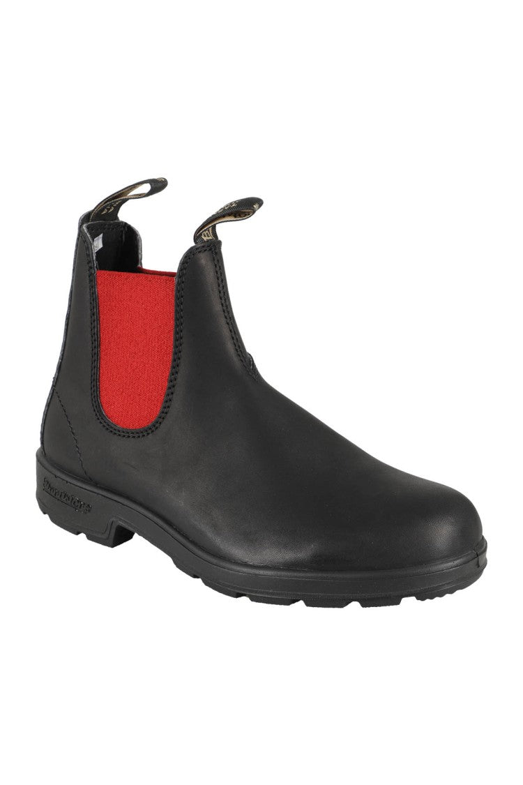 Blundstone Black Leather Boot With Contrasting Red Elastic Strap