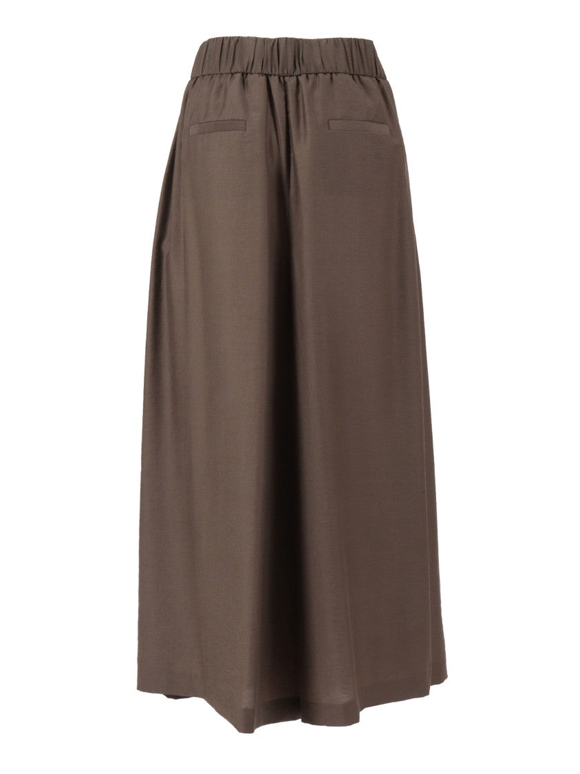 Peserico Wide-Leg Trousers With Elastic Waistband And Front Pleats