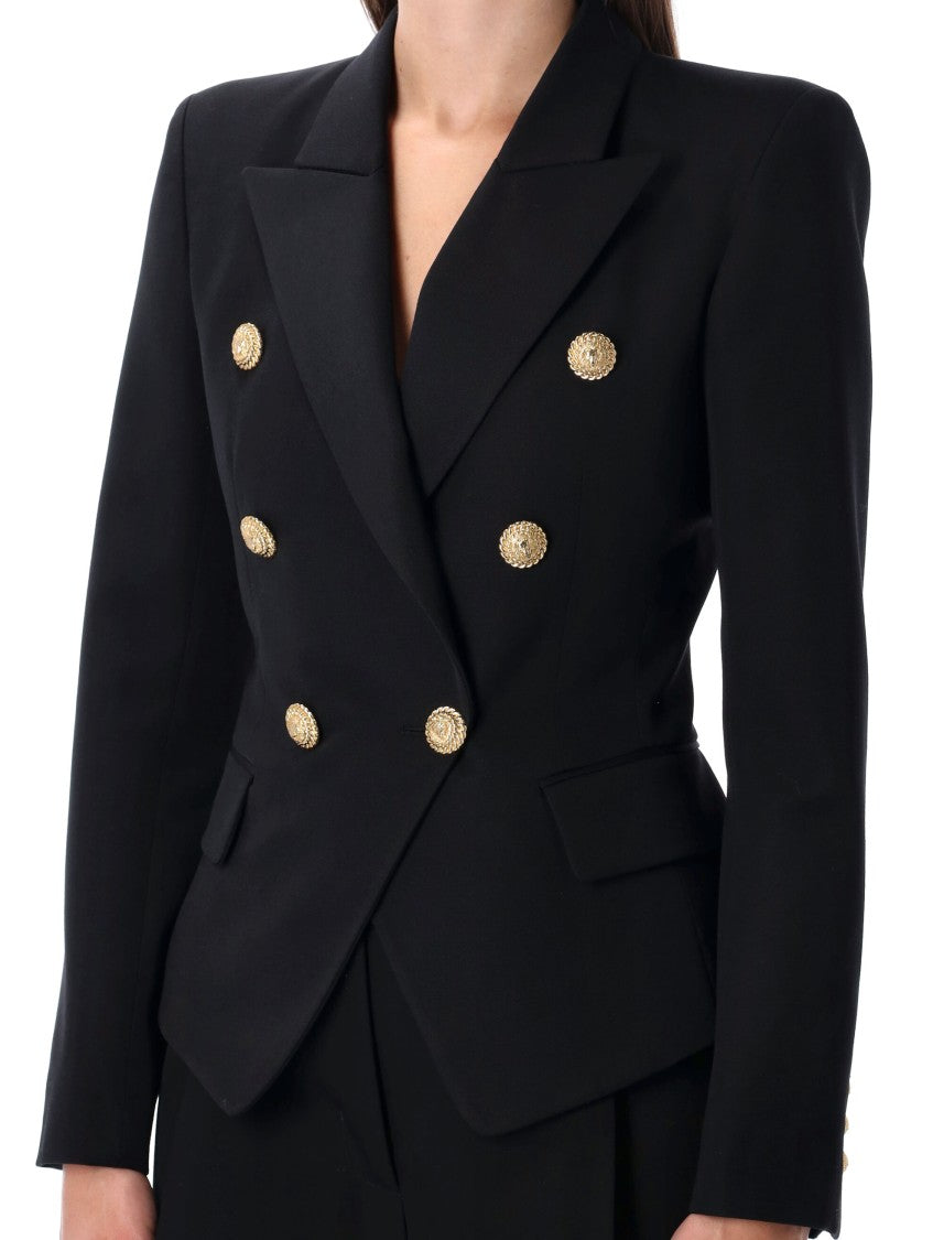 Balmain Black Grain De Poudre 6-Button Tailored Jacket