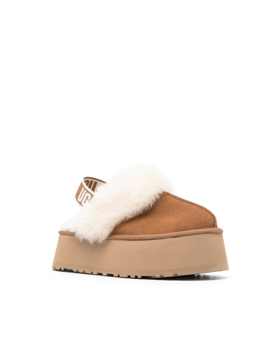 Ugg Chestnut Funkette Suede Shearling Slip-On Flats