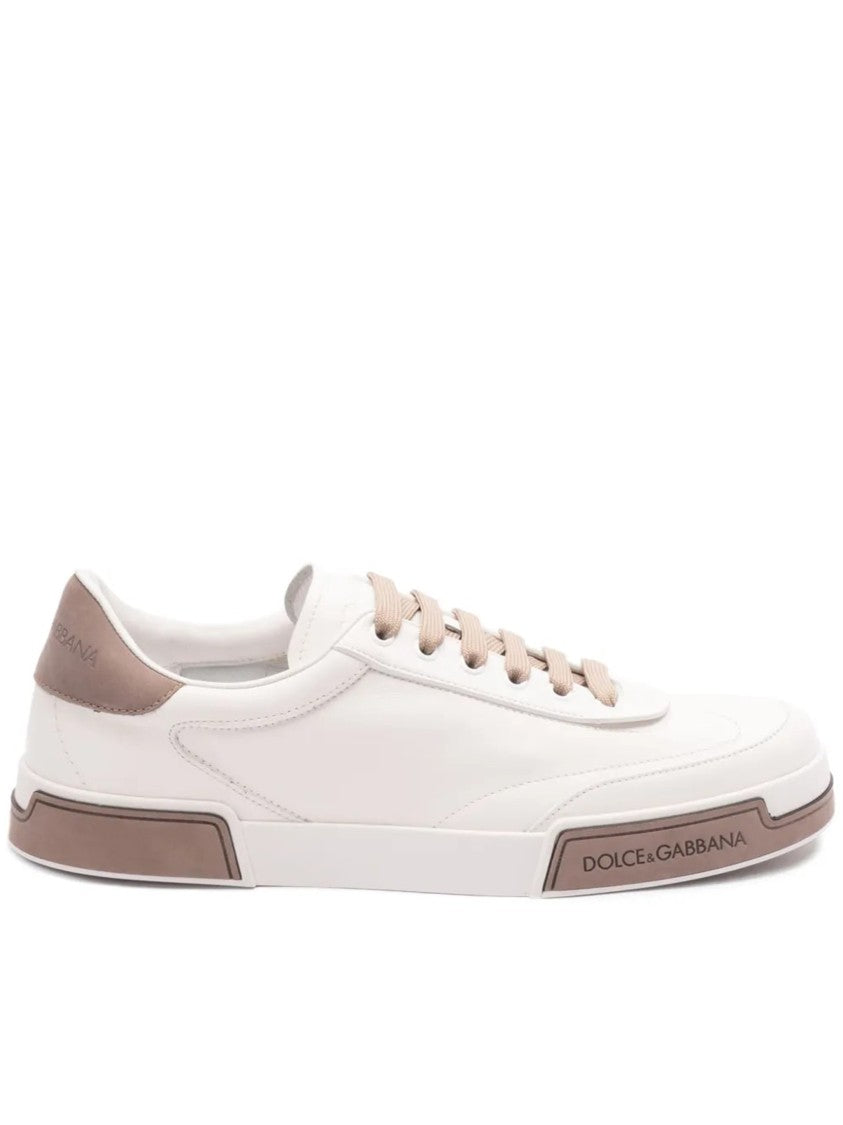 Dolce & Gabbana Beige Francesinha Debossed Logo Heel Sneakers