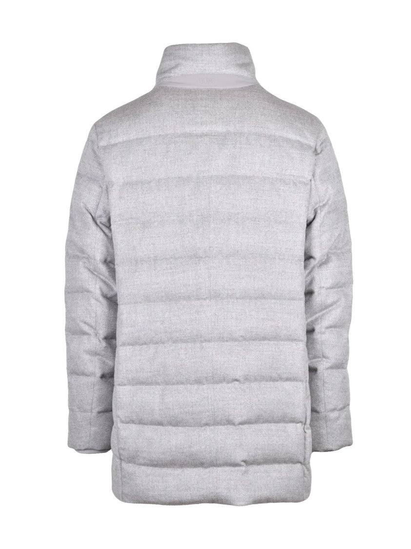 Duno Grey Quilted Orlando Prato Wool-Blend Down Jacket