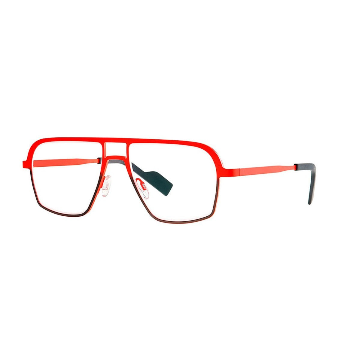 Theo Eyewear Fluo Red Eat Titanium Pilot Sunglasses