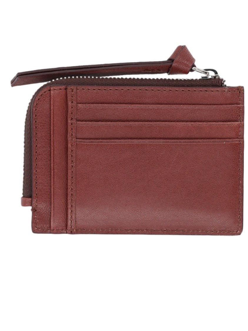 Vivienne Westwood Compact Brown Calf Leather Wallet With Zippered Compartment