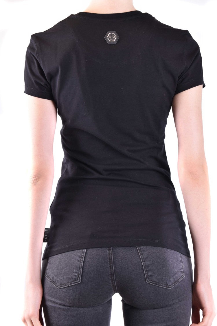Philipp Plein Fitted Black T-Shirt Bold Logo Embellishments