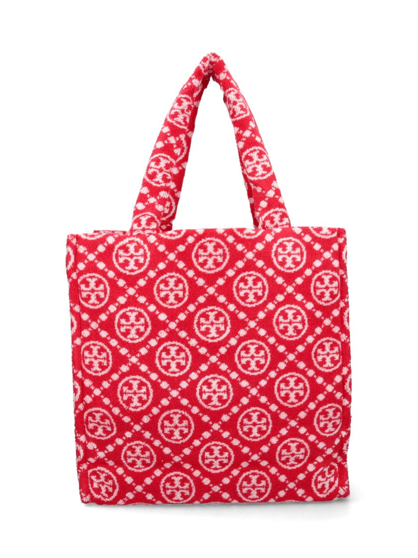 Tory Burch T-Monogram' Terrycloth Tote Bag – Red