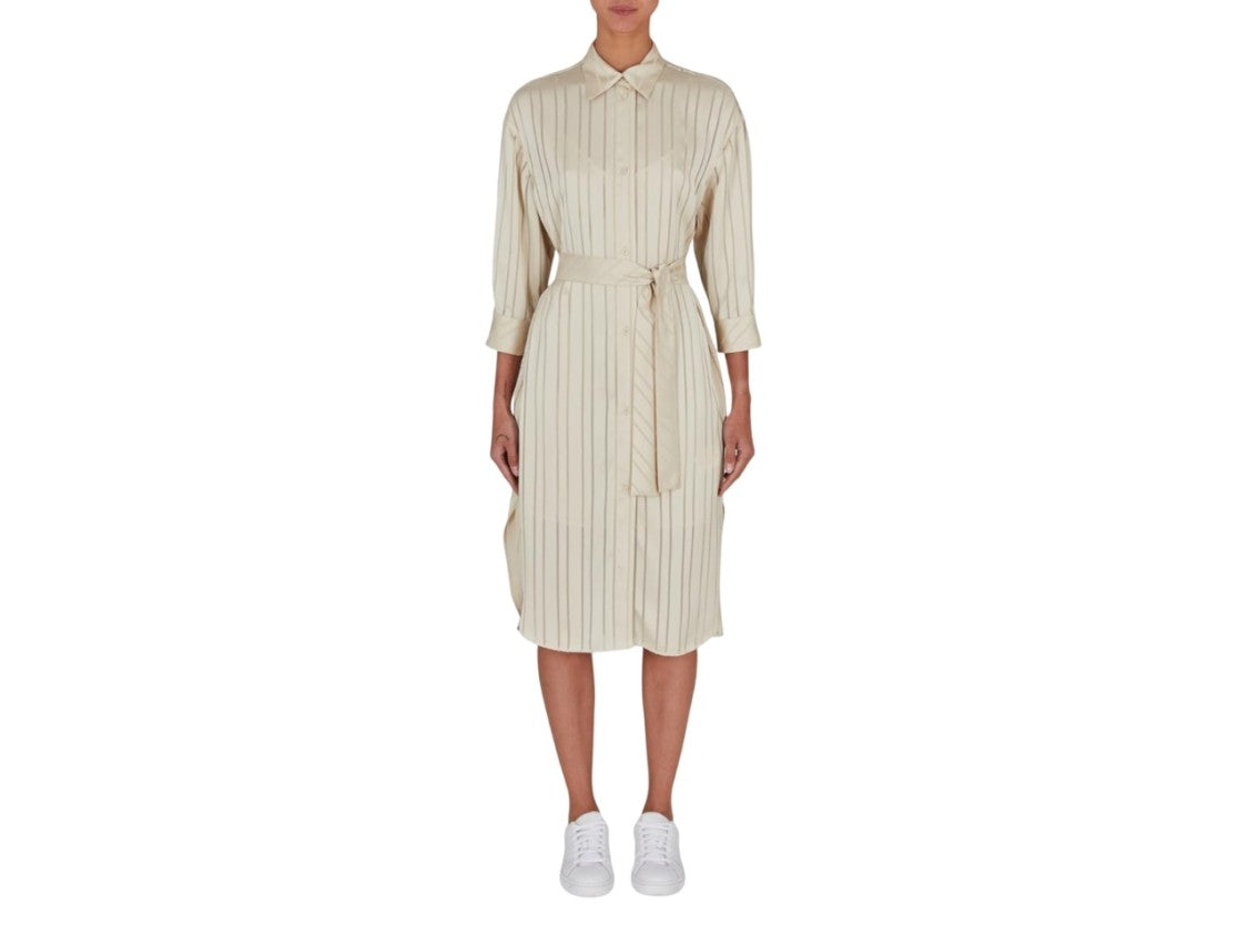 Armani Exchange Beige Midi Shirt Dress