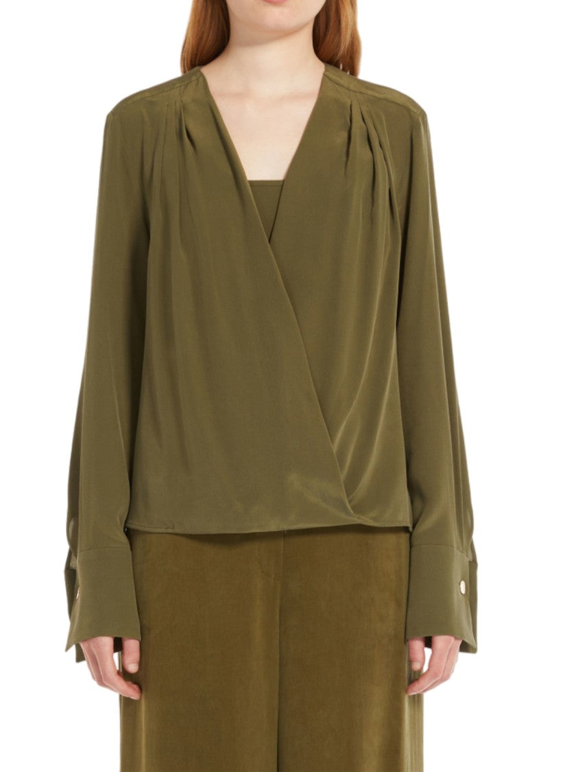 Max Mara Wrap-Style Blouse With Deep V-Neck