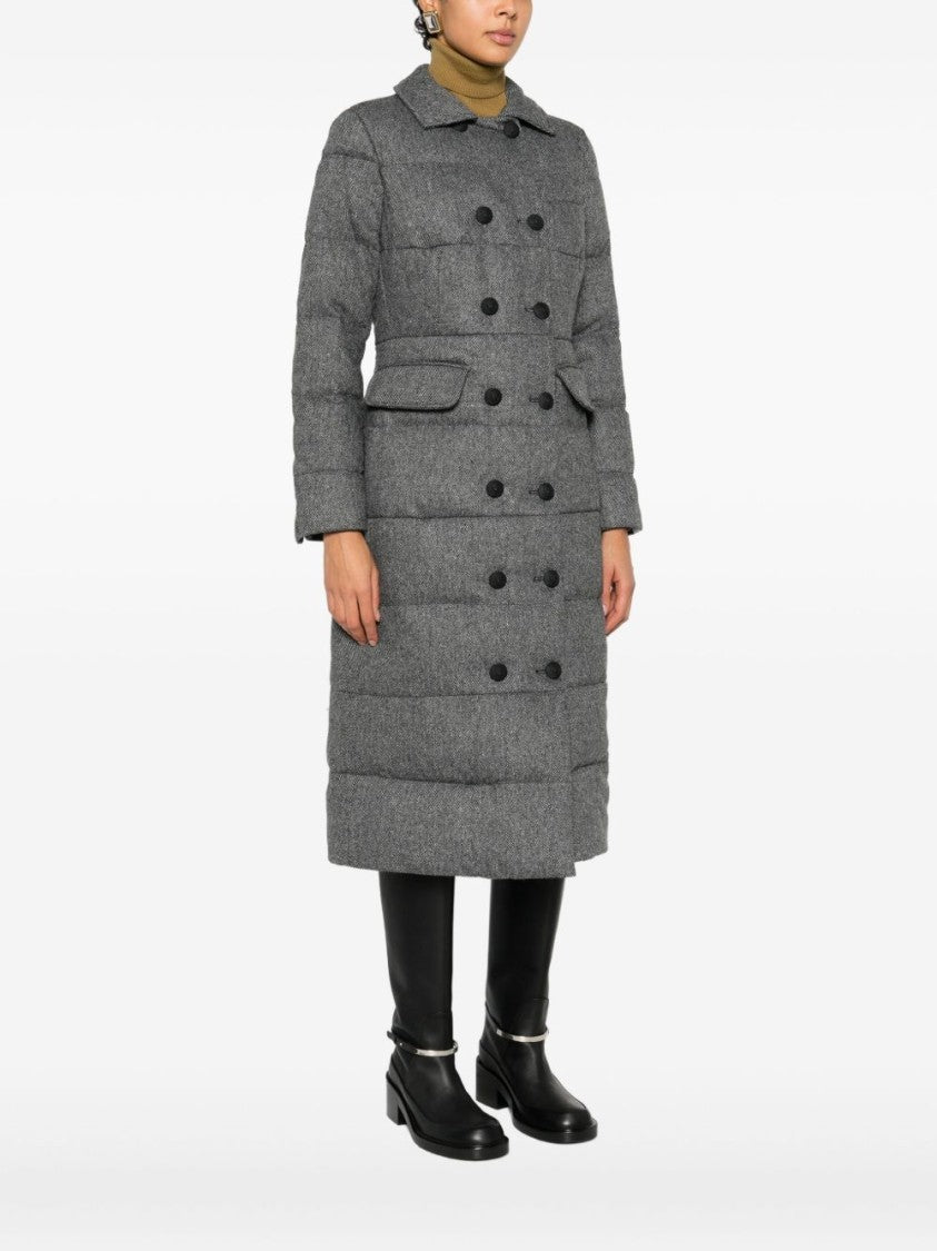 Peuterey Quilted Grey Parka With Double-Breasted Front