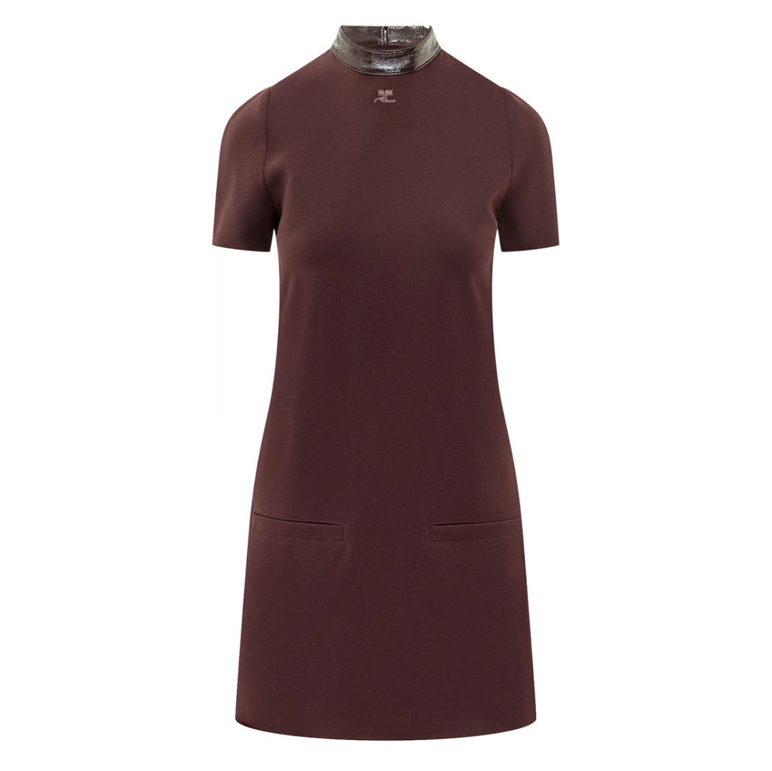 Courrèges Sleek Textured Collar Pocket Mini Dress