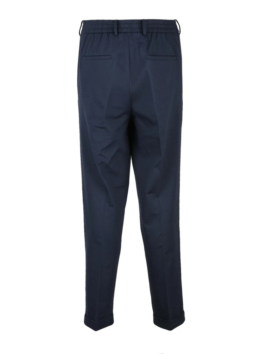 Liu Jo Navy Blue Classic Trousers With Tailored Design And Pleated Front