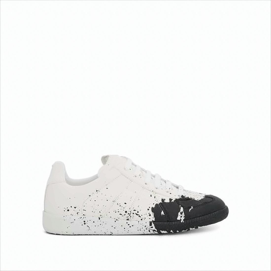 Maison Margiela Low-Top Leather Sneakers With Paint Splatter Detailing