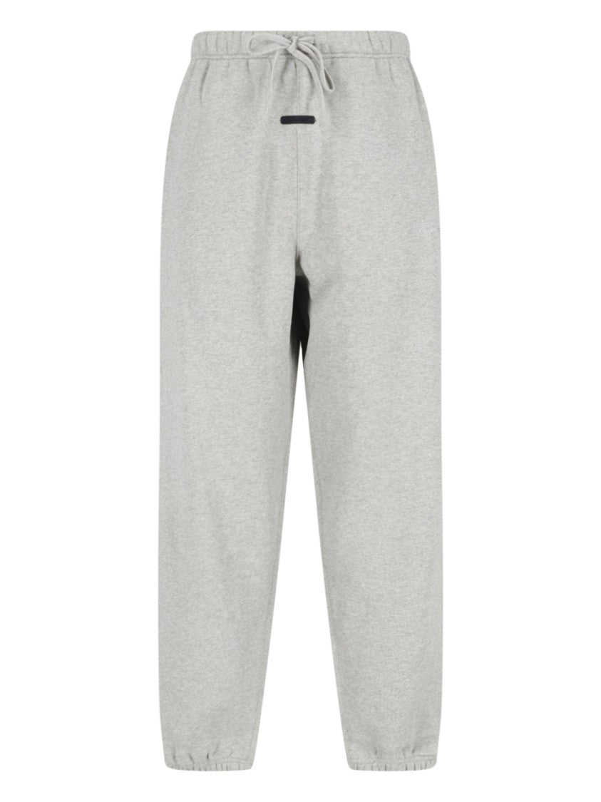 Fear Of God Essentials Grey Relaxed Fit Tonal Embroidered Trousers