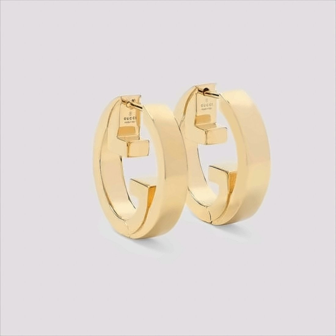 Gucci Geometric Cutout Gold Hoop Earrings