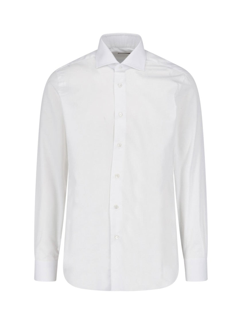 Barba Napoli White Crisp Tailored Long-Sleeve Formal Shirt