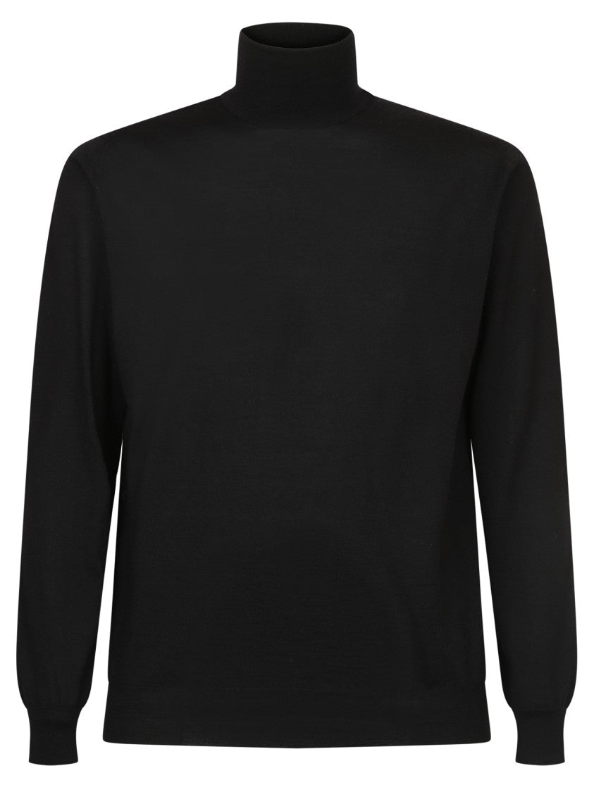 Dell'oglio High Neck Black Knit Pullover