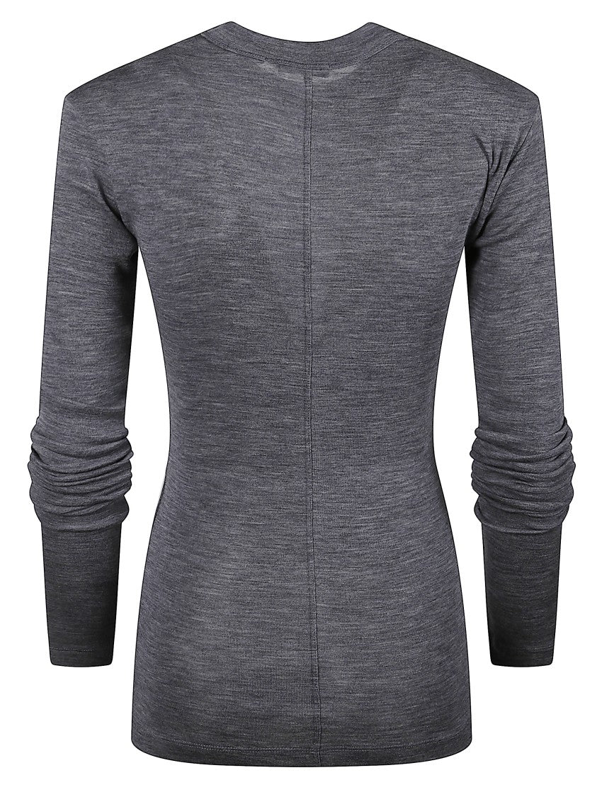 Bite Studios Fitted Grey Wool Sweater With Seam Detail