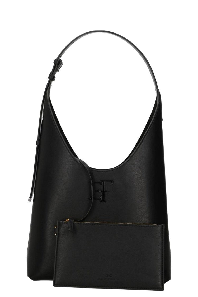 Elisabetta Franchi Black Curved Hobo Shoulder Bag