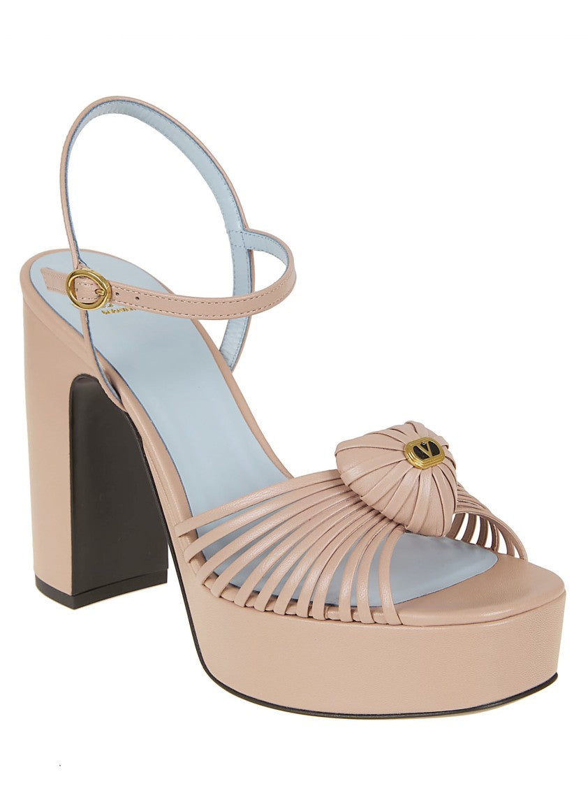 Valentino Garavani Coeur Royal Kidskin Sandal With Block Heel