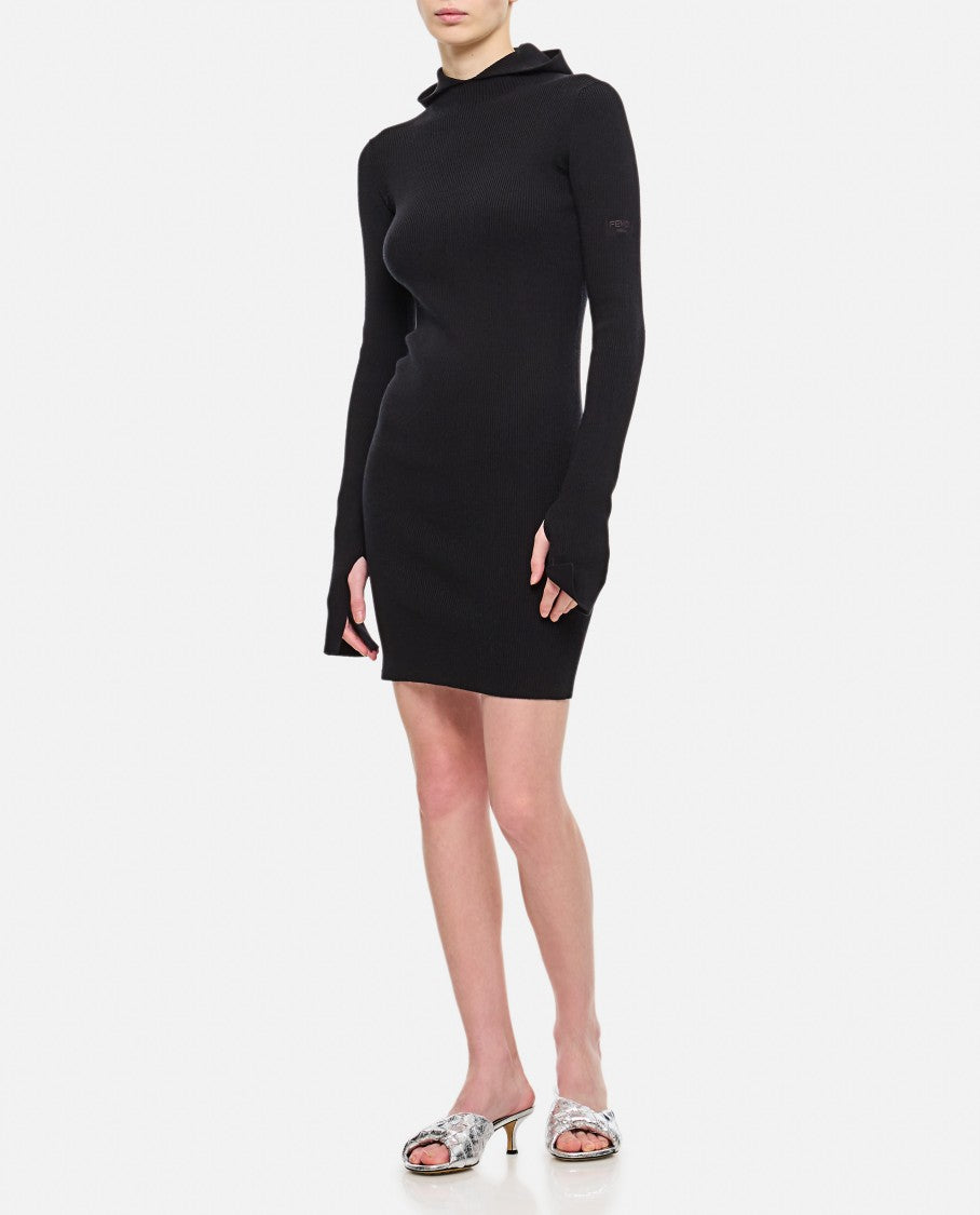 Fendi Wool Silk Ribs Mini Dress