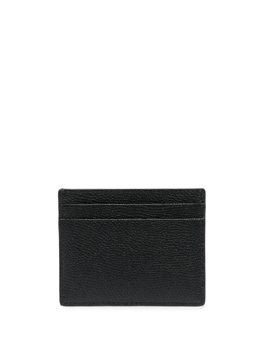 Valentino Black Textured Leather Gold Logo Case