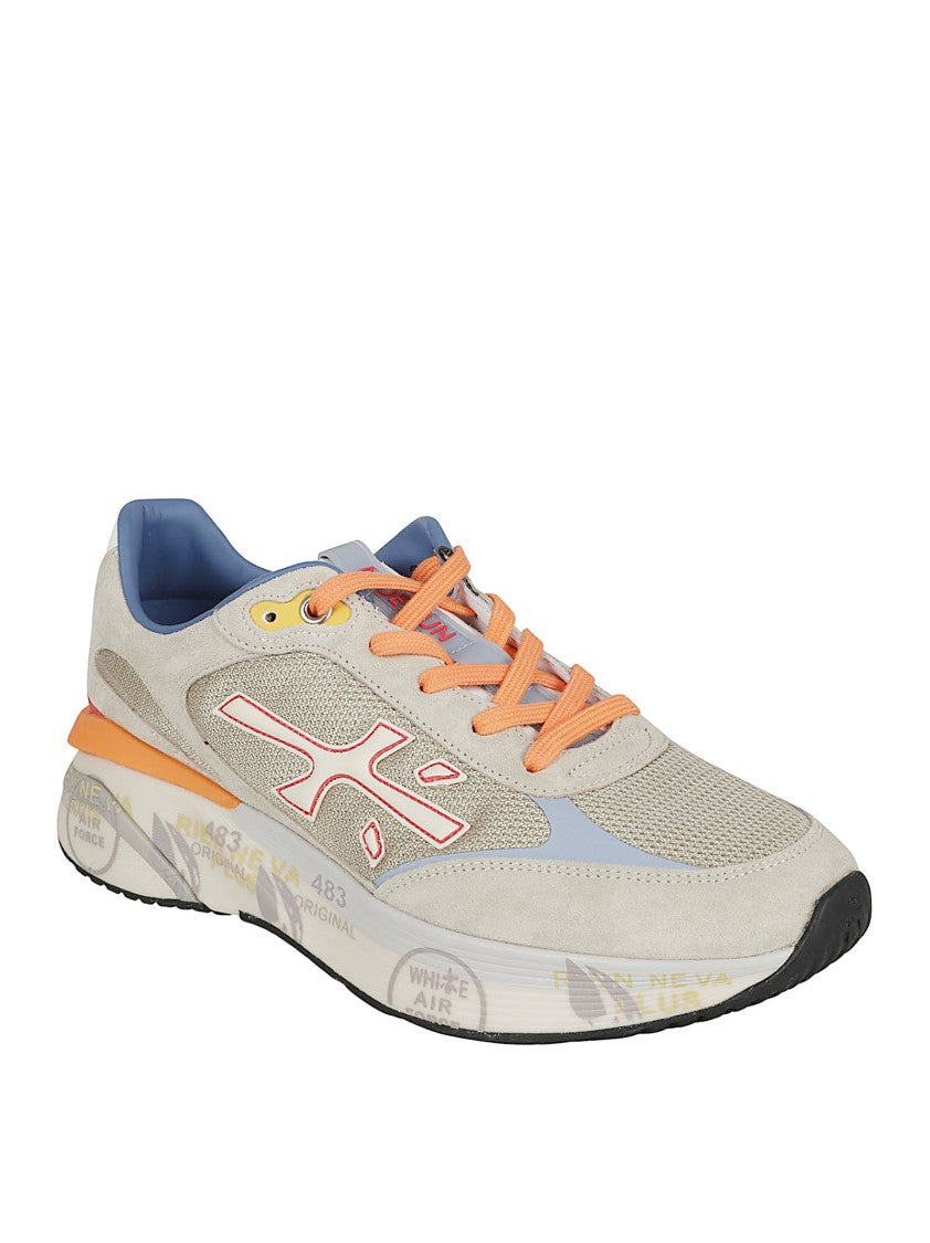 Premiata Beige Mesh And Suede Sneakers With Innovative Sole