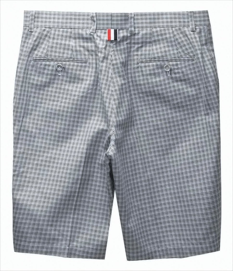 Thom Browne Tailored Grey Shorts With Subtle Checkered Pattern