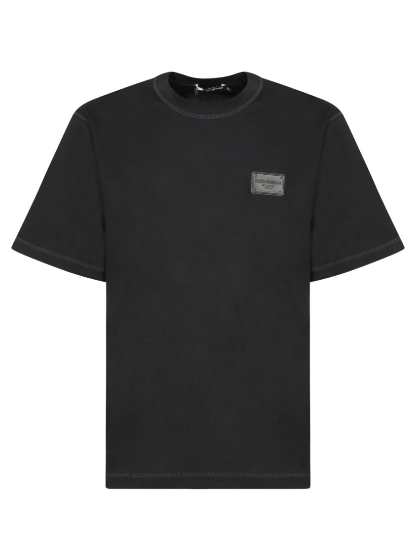 Dolce & Gabbana Black Cotton T-Shirt With Logo