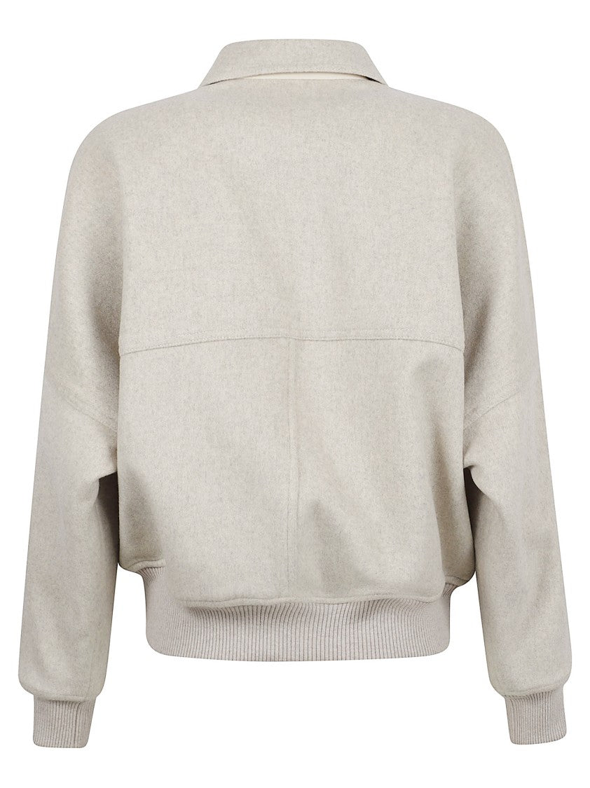 Brunello Cucinelli Light Beige Zip-Front Jacket With Soft Texture