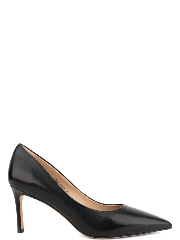 Linda Baumann Black Pointed-Toe Leather Stiletto Pumps