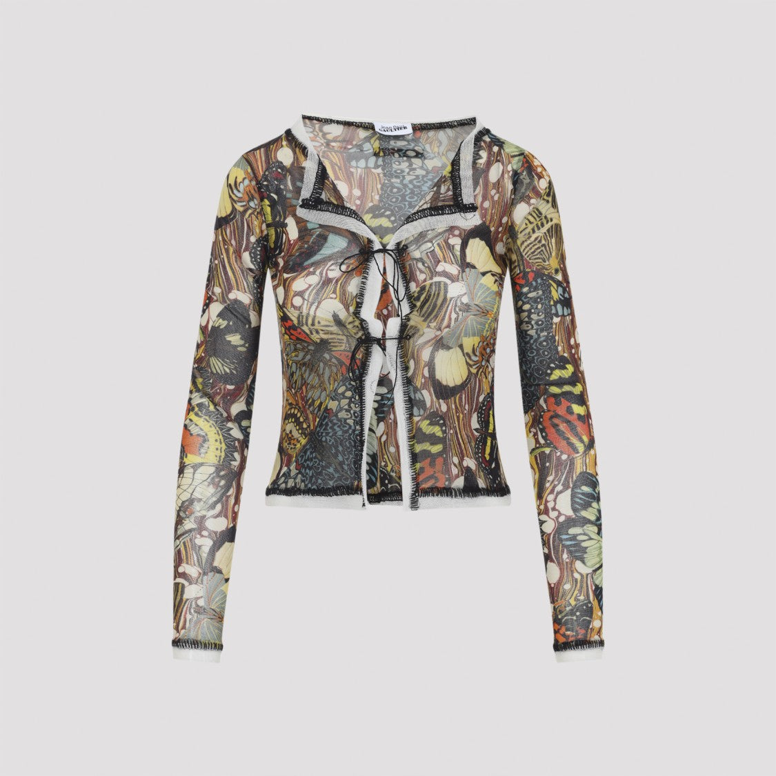 Jean Paul Gaultier Multicolor Mesh Cardigan With Signature Butterfly Print