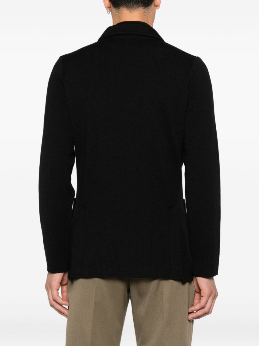 Lardini Double-Breasted Black Tailored Jacket With Structured Lapel